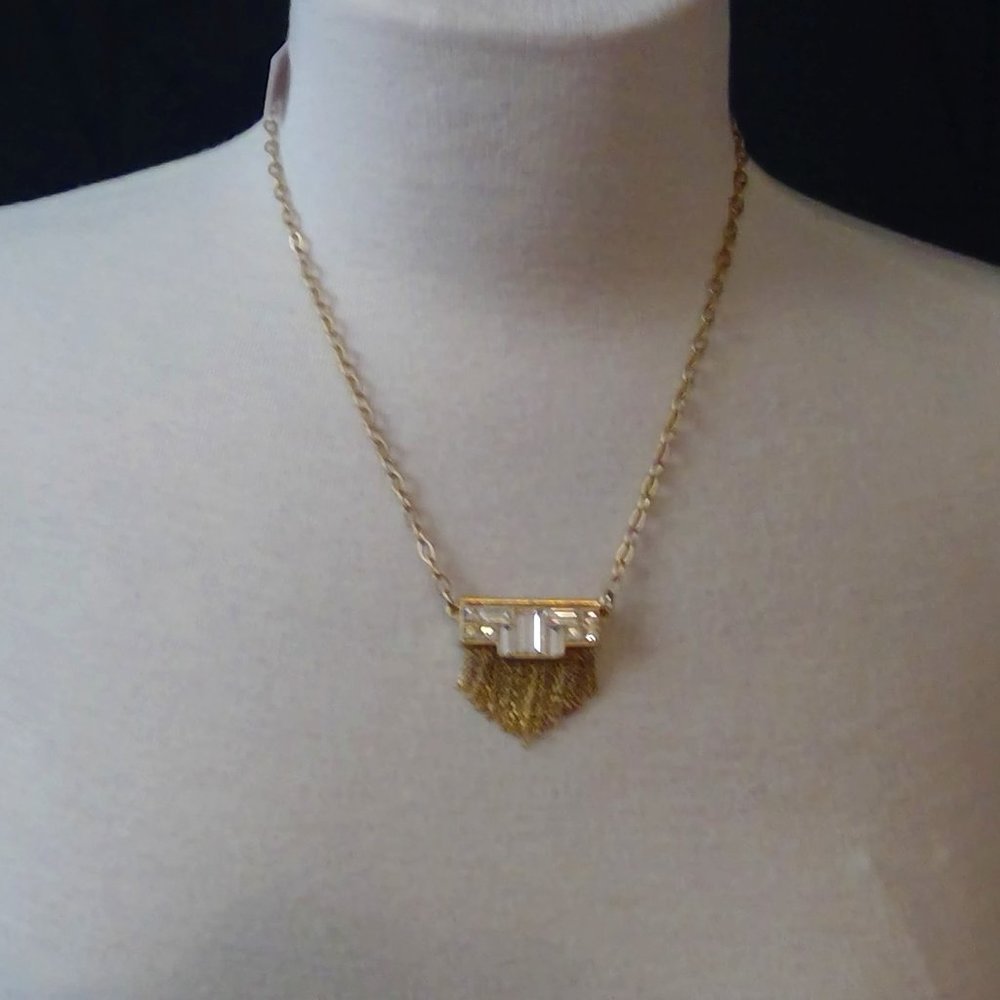 NWT Lia Sophia gold tone necklace with crystal and tassel